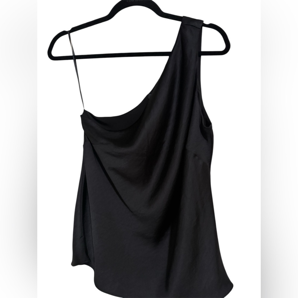 Express Black One-Shoulder Assymetrical satin top